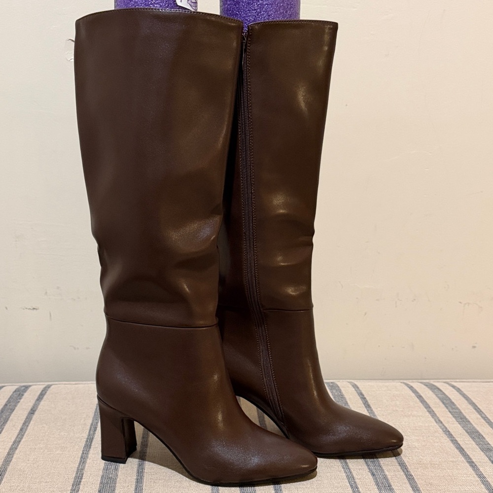 WETKISS Chic Brown Heeled Boots